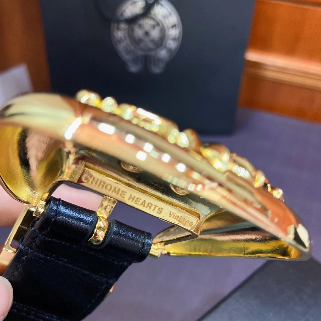 𝐂𝐡𝐫𝐨𝐦𝐞𝐇𝐞𝐚𝐫𝐭𝐬 Crow Heart Cat Claw pin buckle belt [fixed style], brass-plated real gold buckle and imported wax leather belt, very cool. Width 3.0cmp520